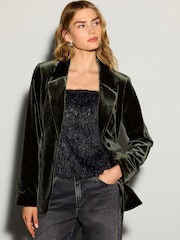 Green Velvet Single Breasted Blazer - Image 4 of 12