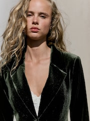 Green Velvet Single Breasted Blazer - Image 7 of 12