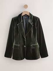 Green Velvet Single Breasted Blazer - Image 9 of 12