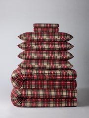 The Set 2 Pack Red Check Cosy Brushed Cotton Bedsets with Fitted Sheets - Image 1 of 4