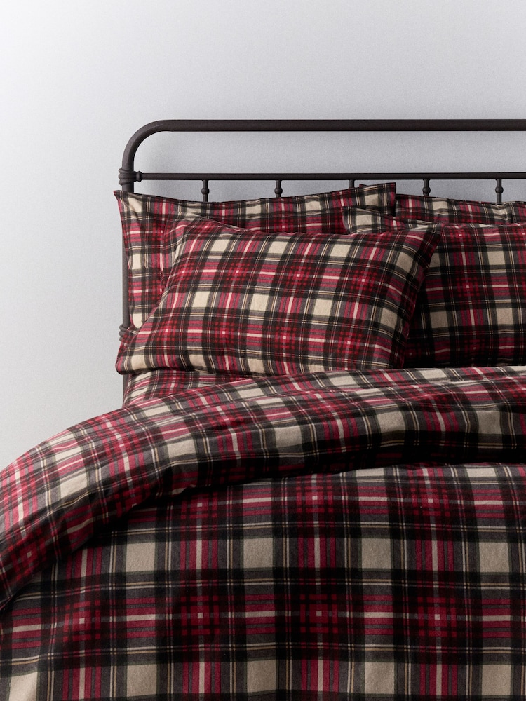 The Set 2 Pack Red Check Cosy Brushed Cotton Bedsets with Fitted Sheets - Image 2 of 4 The Set 2 Pack Red Check Cosy Brushed Cotton Bedsets with Fitted Sheets - Image 2 of 4