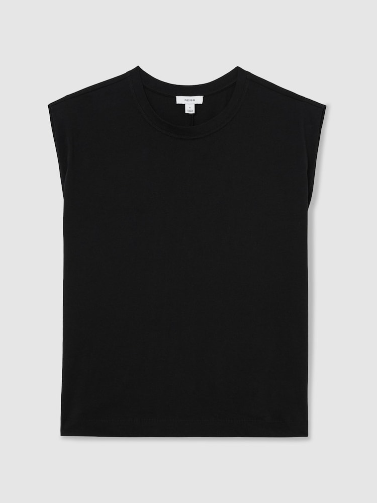 Schwarz - Reiss Millie Baumwoll-T-Shirt mit Flügelärmeln - Bild 2 von 6