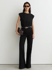 Schwarz - Reiss Millie Baumwoll-T-Shirt mit Flügelärmeln - Bild 3 von 6