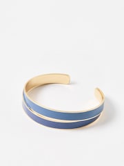 Oliver Bonas Blue Payson Enamel Cuff Bangle - Image 1 of 4
