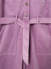 Oliver Bonas Purple Corduroy Button Up Tie Waist Jumpsuit - Image 6 of 8