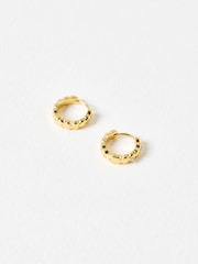Oliver Bonas Gold Tone Mabel Opalite Heart Hoop Earrings - Image 2 of 6