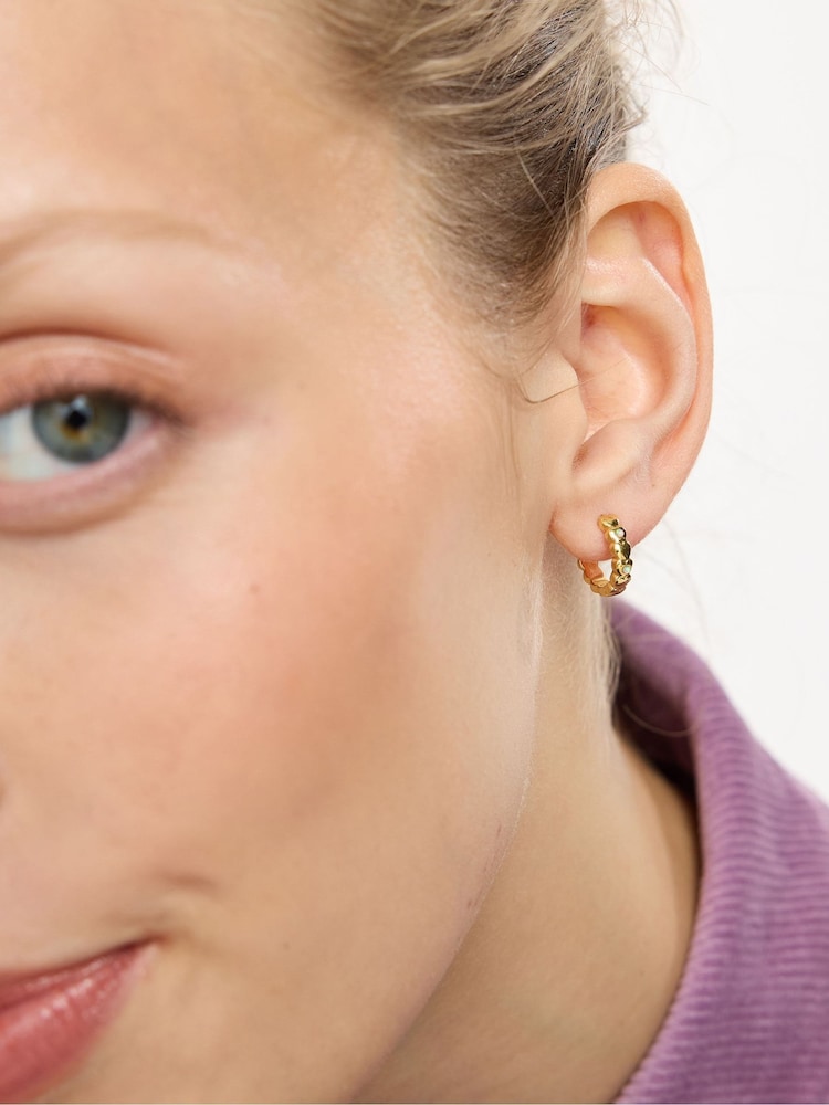 Oliver Bonas Gold Tone Mabel Opalite Heart Hoop Earrings - Image 6 of 6