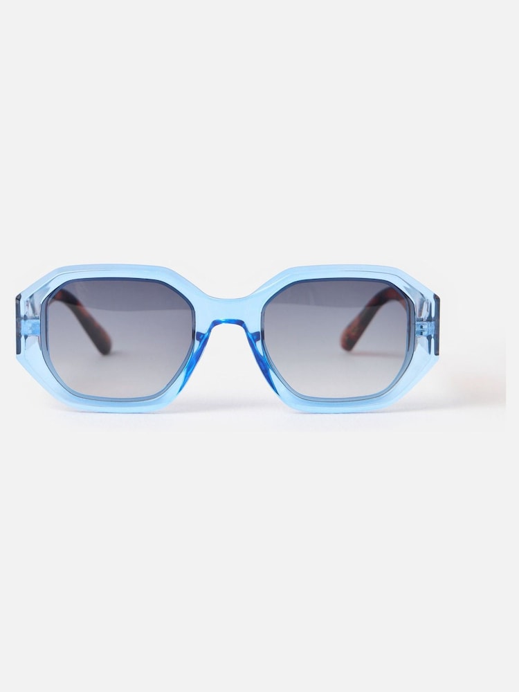 Oliver Bonas Blue Crystal & Faux Tortoiseshell Hexagonal Sunglasses - Image 1 of 5