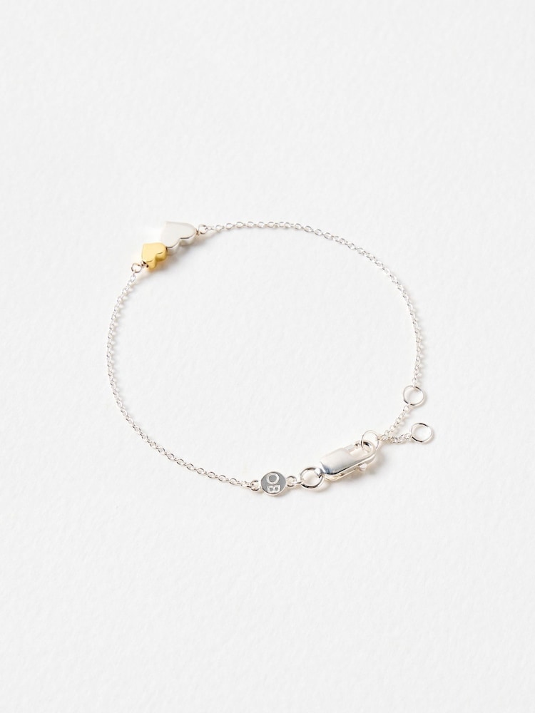 Oliver Bonas Silver & Gold Plated Callie Heart Charm Chain Bracelet - Image 1 of 4 Oliver Bonas Silver & Gold Plated Callie Heart Charm Chain Bracelet - Image 1 of 4
