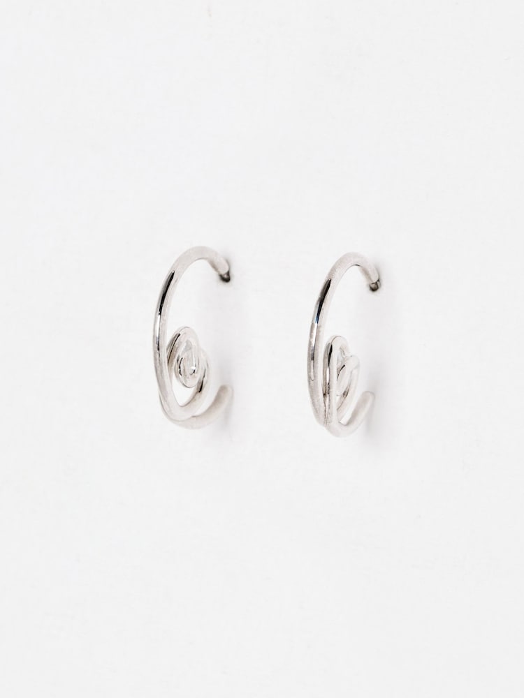 Oliver Bonas Silver Tone Sara Heart Hoop Earrings - Image 1 of 5