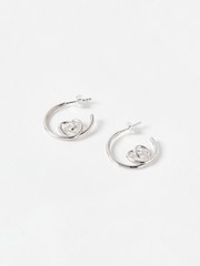 Oliver Bonas Silver Tone Sara Heart Hoop Earrings - Image 2 of 5