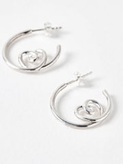 Oliver Bonas Silver Tone Sara Heart Hoop Earrings - Image 4 of 5