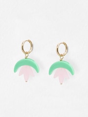 Oliver Bonas Pink Tessa Resin Flower Drop Earrings - Image 1 of 5