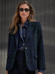Vert/Marine - N.Premium Check Single Breasted Blazer with Wool - Image 4 de 9