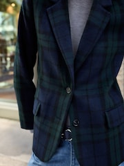 Vert/Marine - N.Premium Check Single Breasted Blazer with Wool - Image 6 de 9