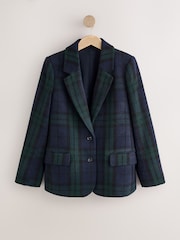 Vert/Marine - N.Premium Check Single Breasted Blazer with Wool - Image 7 de 9