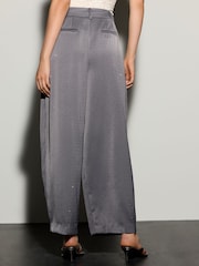 Grey Sparkle Embellished Satin Barrel Tailored Trousers - Image 4 of 8