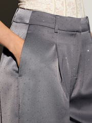 Grey Sparkle Embellished Satin Barrel Tailored Trousers - Image 5 of 8