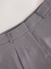 Grey Sparkle Embellished Satin Barrel Tailored Trousers - Image 7 of 8