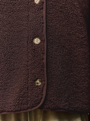 Daily by Desmond & Dempsey Chocolate Brown Borg Lounge Jacket - Image 6 of 9