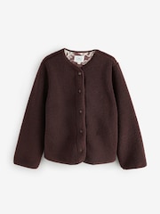 Daily by Desmond & Dempsey Chocolate Brown Borg Lounge Jacket - Image 7 of 9