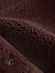 Daily by Desmond & Dempsey Chocolate Brown Borg Lounge Jacket - Image 8 of 9