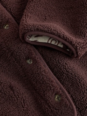 Daily by Desmond & Dempsey Chocolate Brown Borg Lounge Jacket - Image 9 of 9