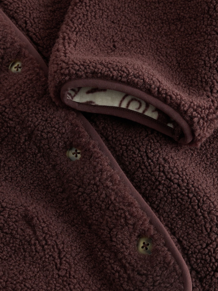 Daily by Desmond & Dempsey Chocolate Brown Borg Lounge Jacket - Image 9 of 9