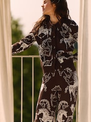 Daily by Desmond & Dempsey Chocolate Brown Caballo Knitted Cardigan - Image 3 of 5