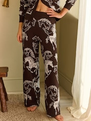 Daily by Desmond & Dempsey Chocolate Brown Caballo Knitted Trousers - Image 2 of 4