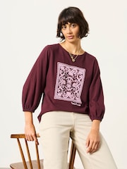 FatFace Penny Plum Purple Lace Graphic T-Shirt - Image 3 of 5