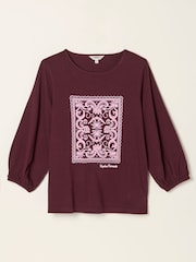 FatFace Penny Plum Purple Lace Graphic T-Shirt - Image 5 of 5