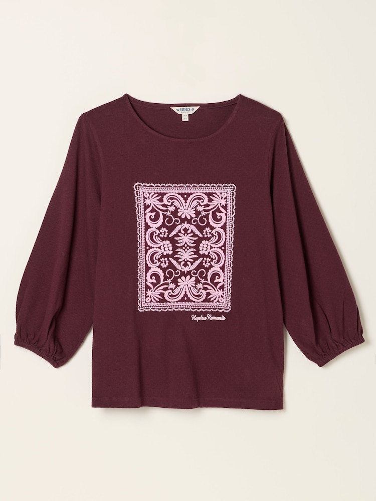 FatFace Penny Plum Purple Lace Graphic T-Shirt - Image 5 of 5 FatFace Penny Plum Purple Lace Graphic T-Shirt - Image 5 of 5