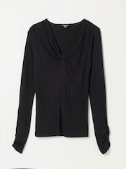 FatFace Tallulah Black Twist Front Long Sleeve Top - Image 6 of 6