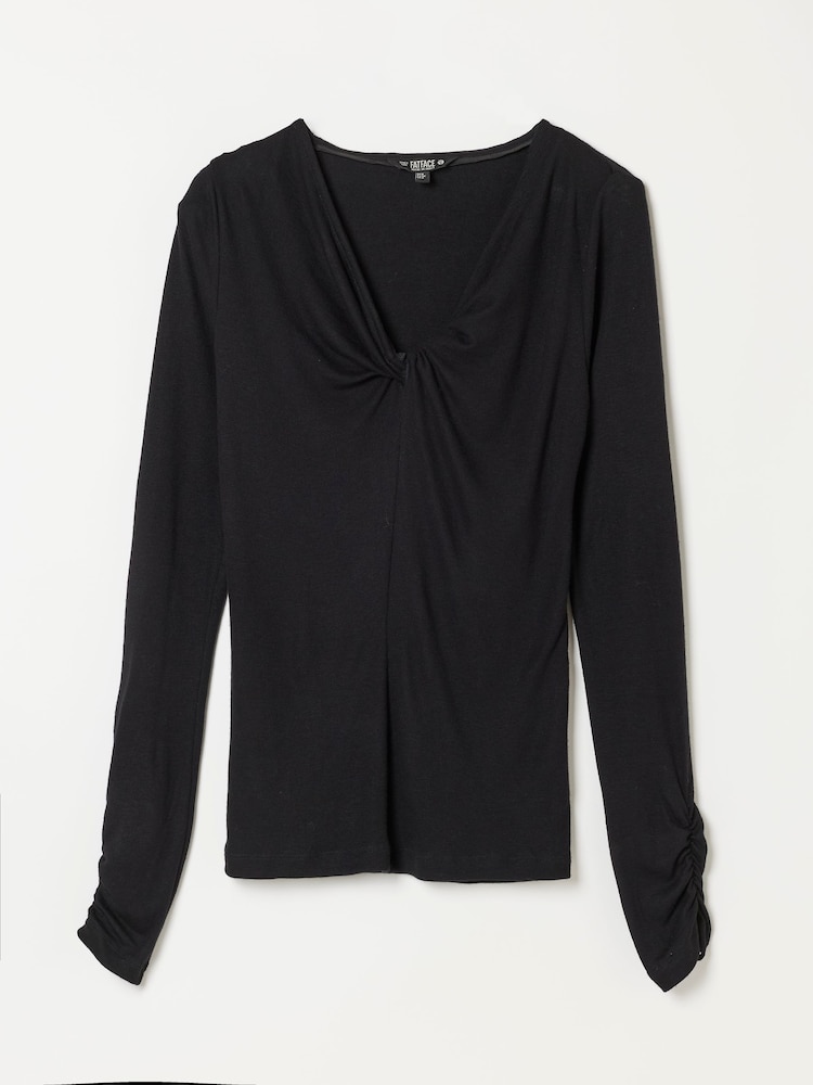FatFace Tallulah Black Twist Front Long Sleeve Top - Image 6 of 6 FatFace Tallulah Black Twist Front Long Sleeve Top - Image 6 of 6