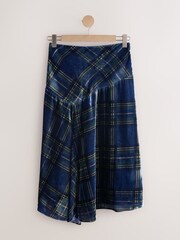 সবুজ/নৌবাহিনী - N.Premium Velvet Check Midi Skirt - 8এর মধ্যে 6 ছবি