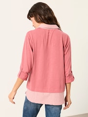FatFace Polly Pink Stripe Double Layer Jersey Shirt - Image 2 of 6