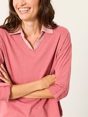 FatFace Polly Pink Stripe Double Layer Jersey Shirt - Image 3 of 6