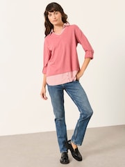 FatFace Polly Pink Stripe Double Layer Jersey Shirt - Image 4 of 6