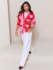 Lipsy Pink Red Bow and Heart Detail Cardigan - Image 4 of 5