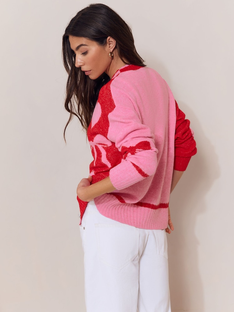 Lipsy Pink Red Bow and Heart Detail Cardigan - Image 5 of 5