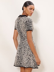 Lipsy Animal Contrast Collar Knitted Mini Dress - Image 5 of 5