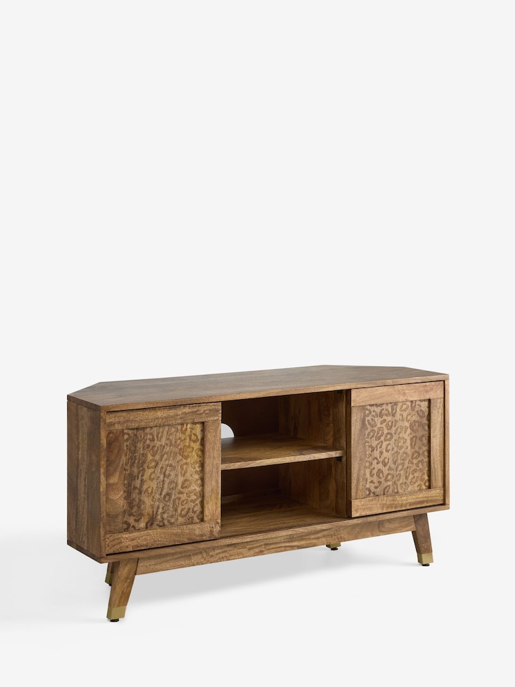 Rockett St George Mango Wood Up To 50 Inch Leopard Print Corner TV Unit - Image 13 of 13 Rockett St George Mango Wood Up To 50 Inch Leopard Print Corner TV Unit - Image 13 of 13