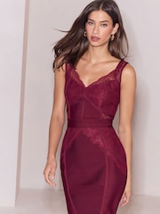 Robe mi-longue à bandage Lipsy avec des détails en dentelle - Image 2 de 5