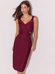 Robe mi-longue à bandage Lipsy avec des détails en dentelle - Image 3 de 5