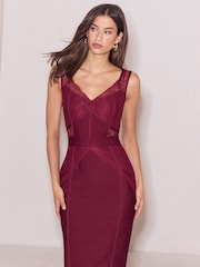 Robe mi-longue à bandage Lipsy avec des détails en dentelle - Image 4 de 5