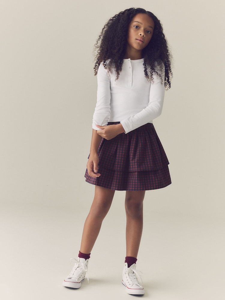 Navy Blue/Red Check Rara Pullon Skort (3-16yrs) - Image 2 of 8 Navy Blue/Red Check Rara Pullon Skort (3-16yrs) - Image 2 of 8