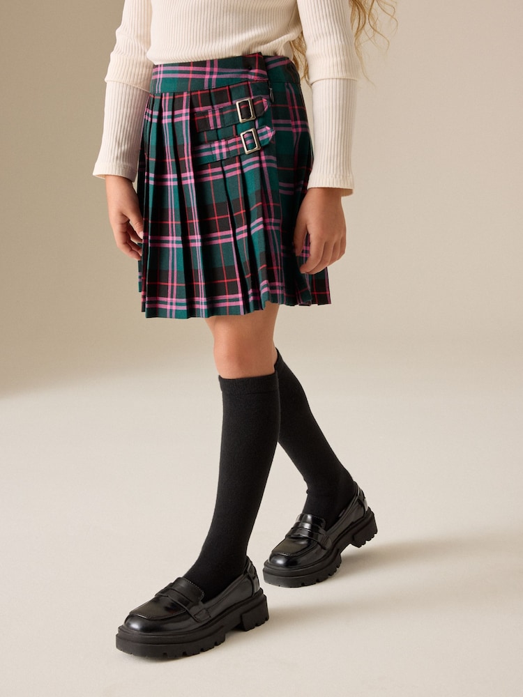Green/ Pink Check Pleated Kilt Skirt (3-16yrs) - Image 1 of 4