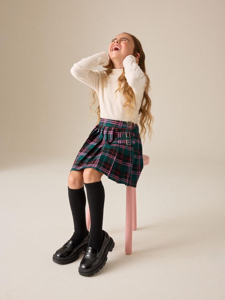 Green/ Pink Check Pleated Kilt Skirt (3-16yrs) - Image 2 of 4