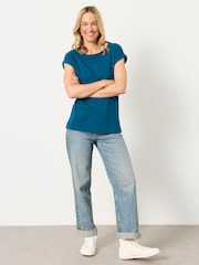 FatFace Ivy Indigo Blue Short Sleeve T Shirt - Image 4 of 6